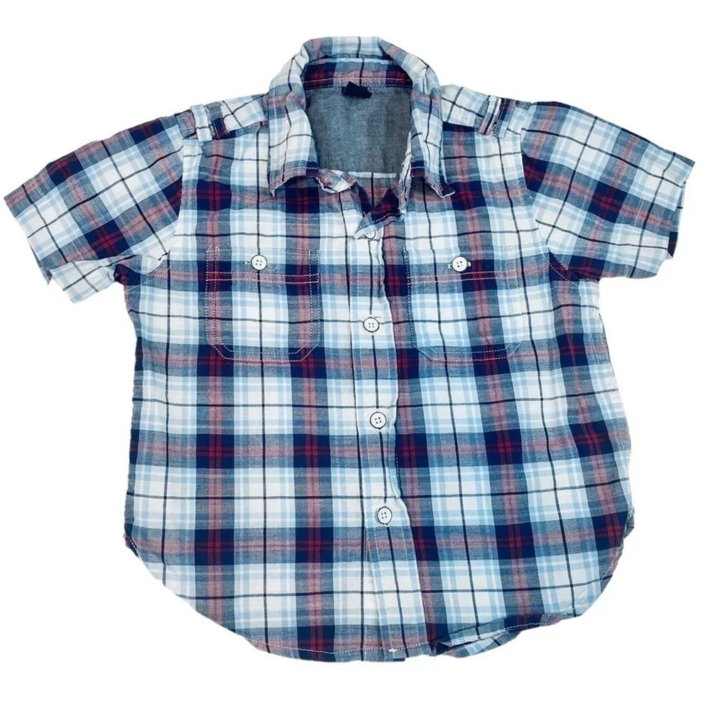 Baby Gap Plaid Short Sleeve Button Down Shirt 2T